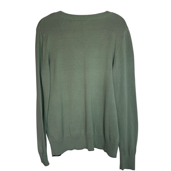 Vineyard Vines Heritage Cotton Women’s Sage Green V-Neck Large Sweater - Picture 2 of 8